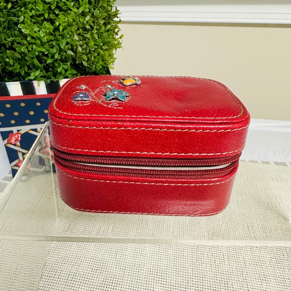 FOSSIL Small Zip Jewelry Organizer — in Magenta Leather - NEW